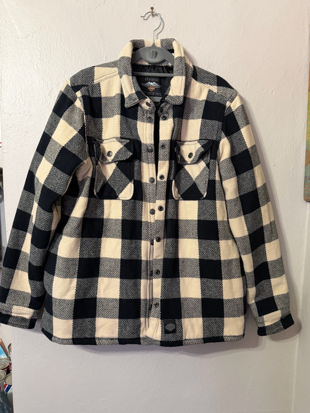 Harley-Davidson Black & Cream Plaid Shacket size XL